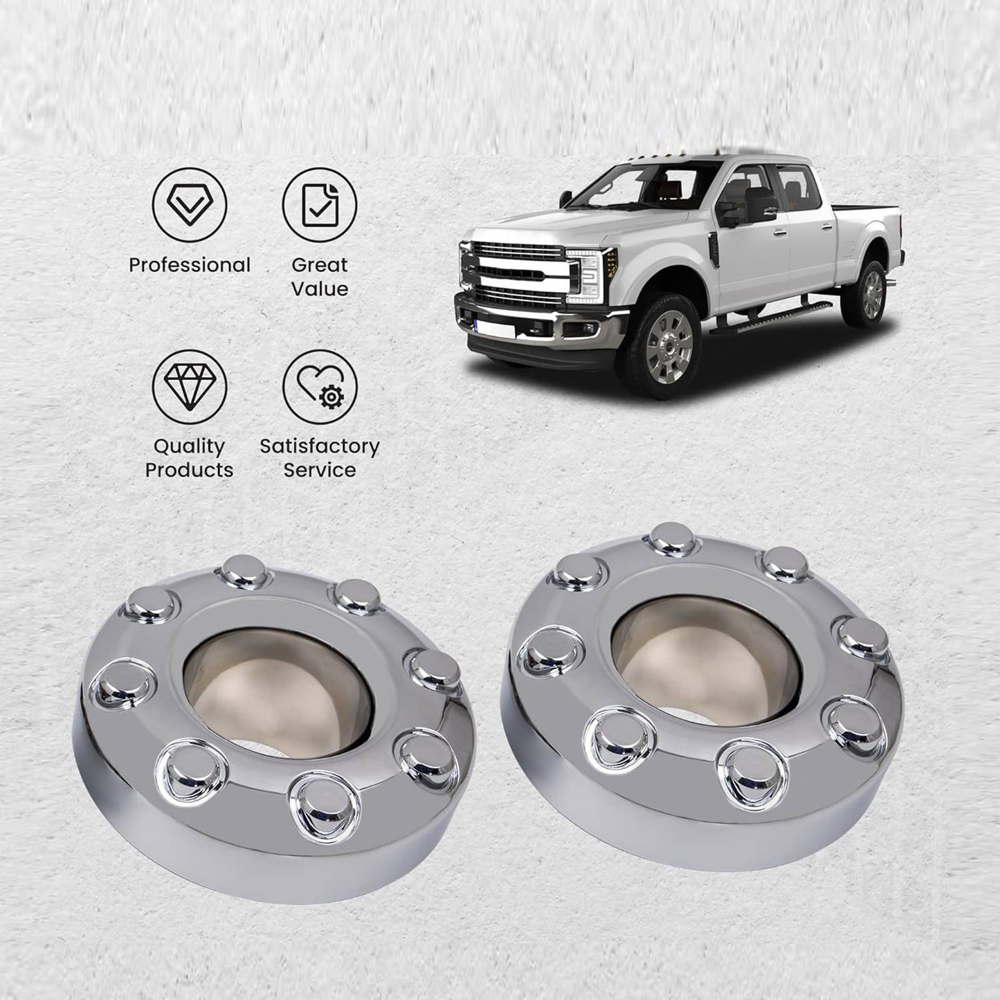 2 PCS Wheel Center Hub Caps For Ford F-350 F350 Super Duty Dually